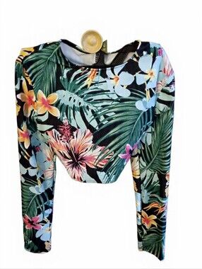 Women's Floral Tropical Crop SWIM Top